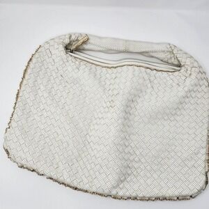 Bottega Veneta | Authentic Intrecciato White Leather‎ Woven Ruffle Hobo Satchel